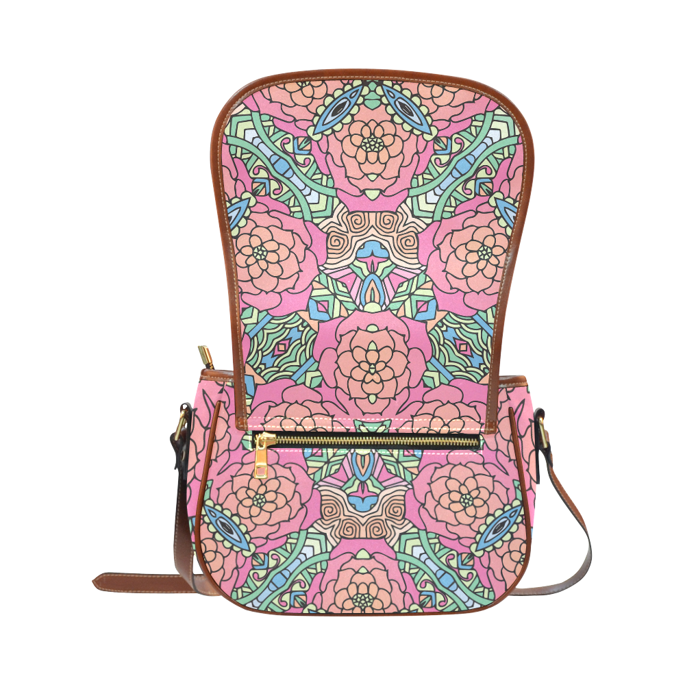 Mariager-Carnival colors-rose flowers Saddle Bag/Small (Model 1649) Full Customization