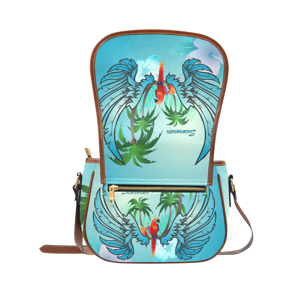 Summer, cute parrot Saddle Bag/Small (Model 1649) Full Customization