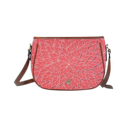 floating leaf pattern poppy red white Saddle Bag/Small (Model 1649) Full Customization