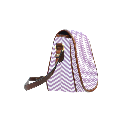 lilac purple and white classic chevron pattern Saddle Bag/Large (Model 1649)
