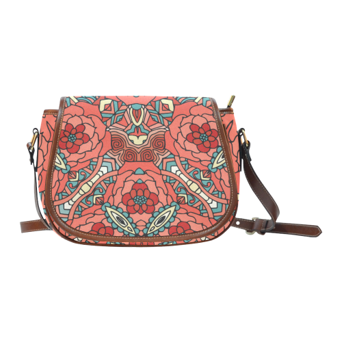 Mariager, Pale Red Rose flowers Saddle Bag/Small (Model 1649) Full Customization