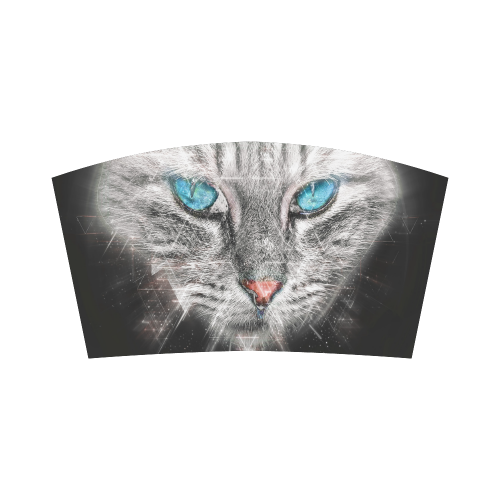 Silver Abstract Cat Face with blue Eyes Bandeau Top