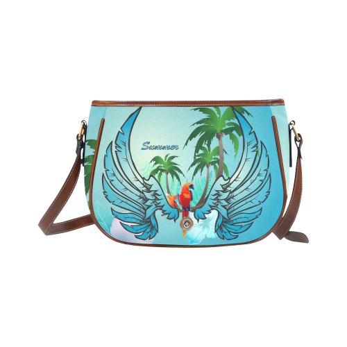 Summer, cute parrot Saddle Bag/Small (Model 1649) Full Customization