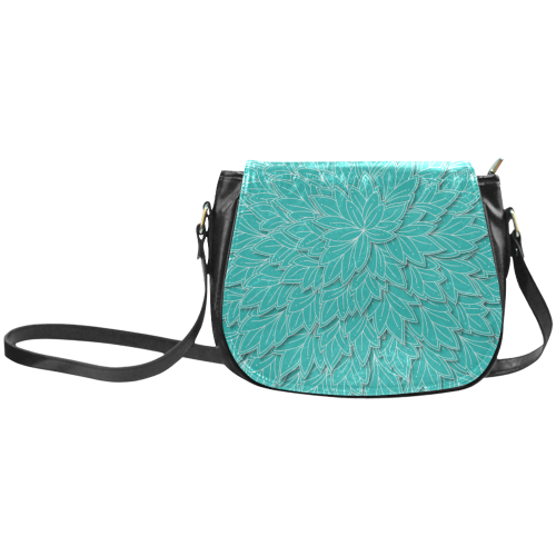 floating leaf pattern turquoise teal white Classic Saddle Bag/Small (Model 1648)