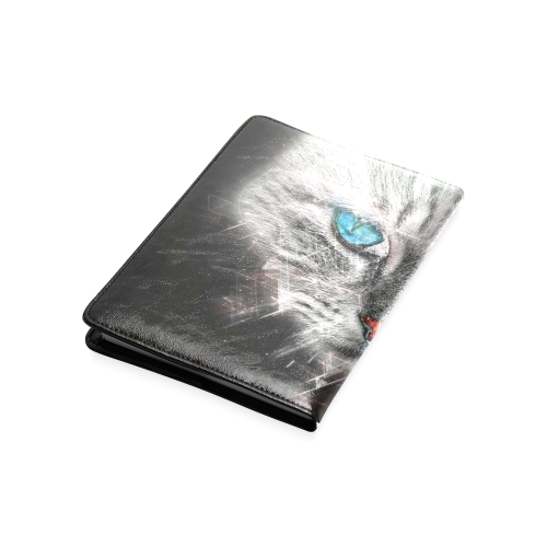 Silver Abstract Cat Face with blue Eyes Custom NoteBook A5