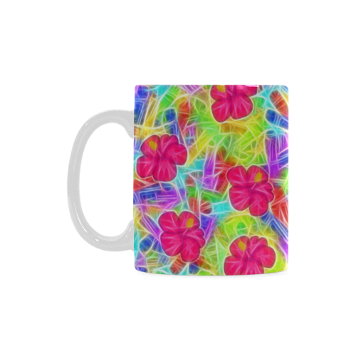 Pretty Pink Hawaiian Flowers Pattern White Mug(11OZ)