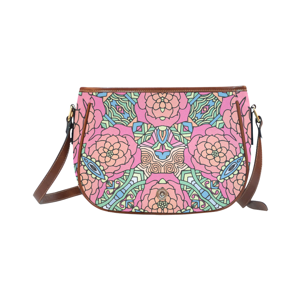 Mariager-Carnival colors-rose flowers Saddle Bag/Small (Model 1649) Full Customization