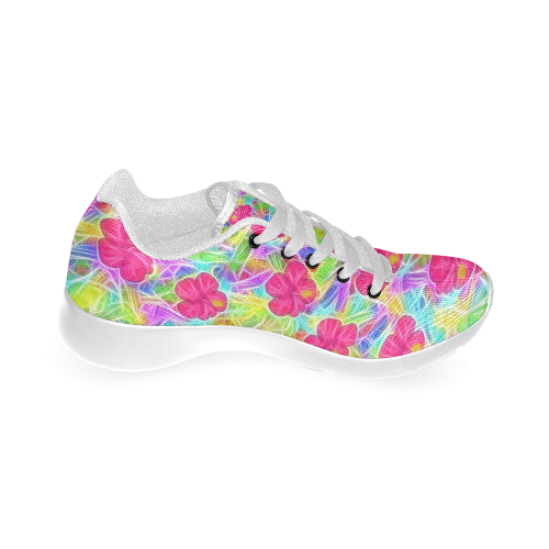 Pretty Pink Hawaiian Flowers Pattern Women’s Running Shoes (Model 020)
