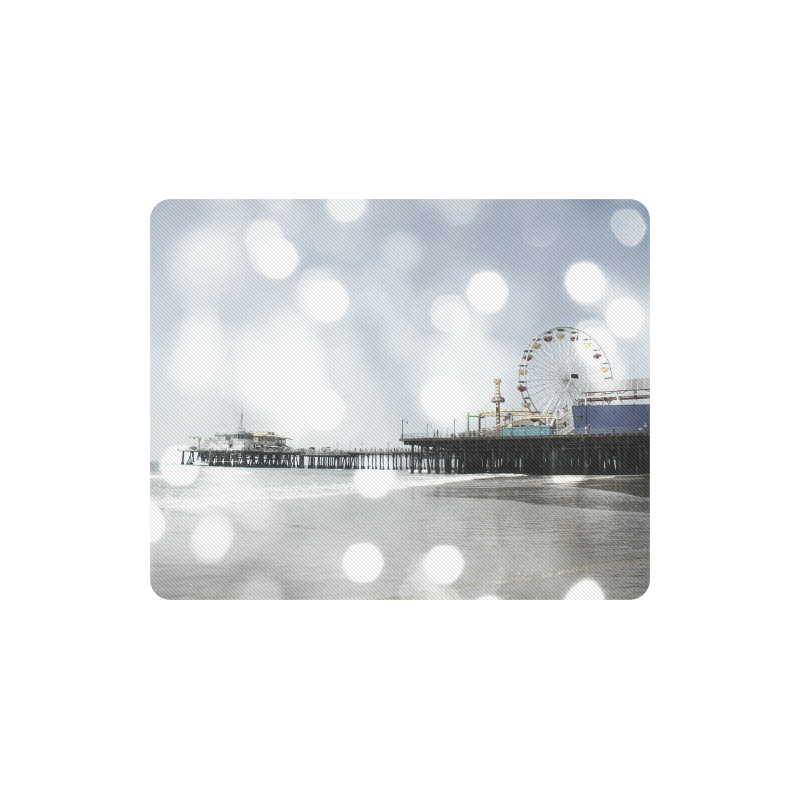 Sparkling Grey Santa Monica Pier Rectangle Mousepad