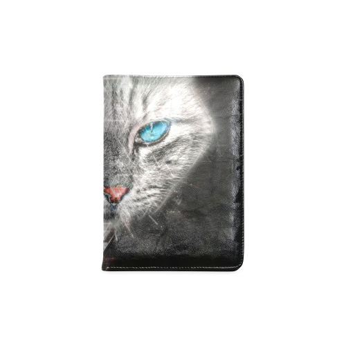 Silver Abstract Cat Face with blue Eyes Custom NoteBook A5