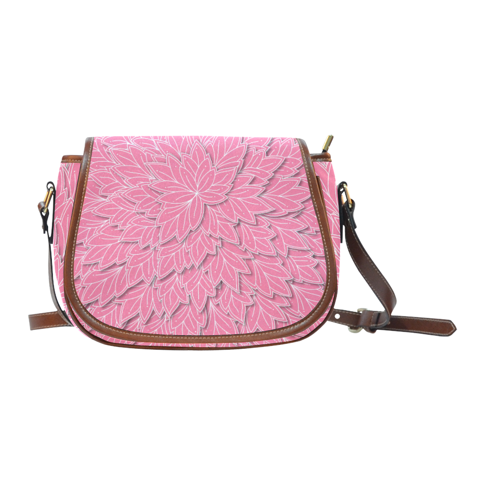 floating leaf pattern pink white Saddle Bag/Small (Model 1649) Full Customization