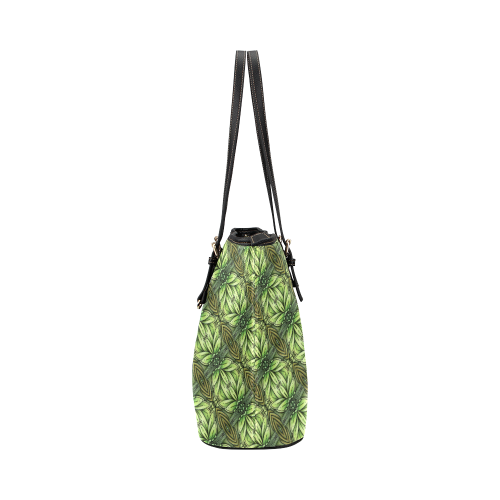 Mandy Green - Leaf Weave small foliage Leather Tote Bag/Large (Model 1651)