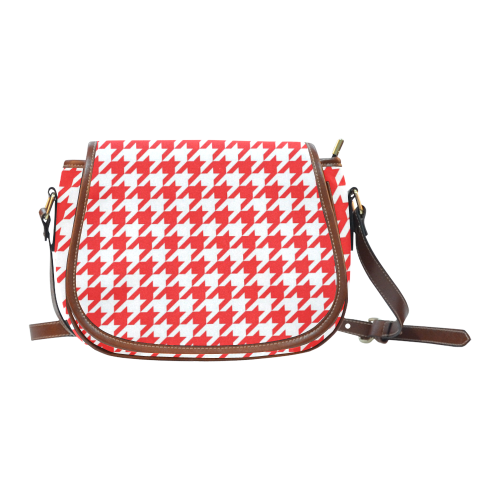 houndstooth red Saddle Bag/Small (Model 1649) Full Customization