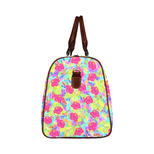 Pretty Pink Hawaiian Flowers Pattern Waterproof Travel Bag/Small (Model 1639)