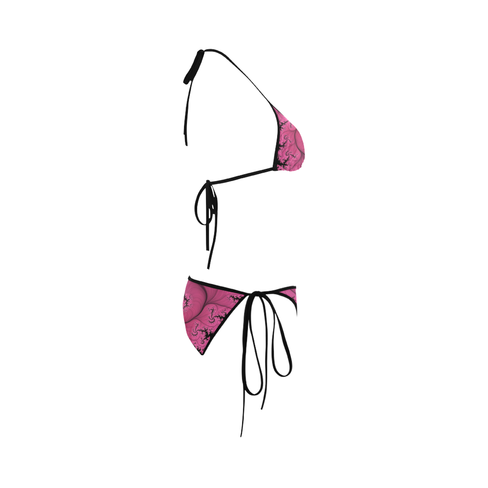 pink and black dragon fractal Custom Bikini Swimsuit