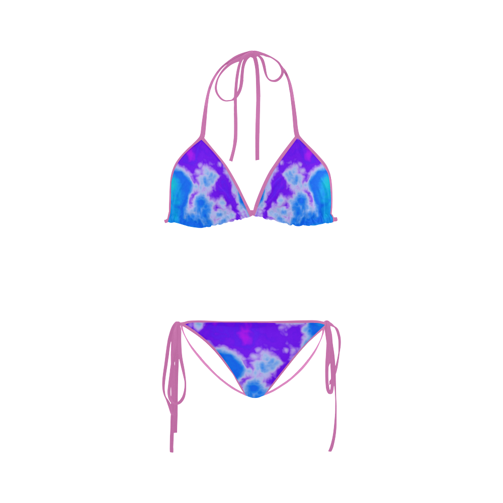 blue purple and pink clouds Custom Bikini Swimsuit