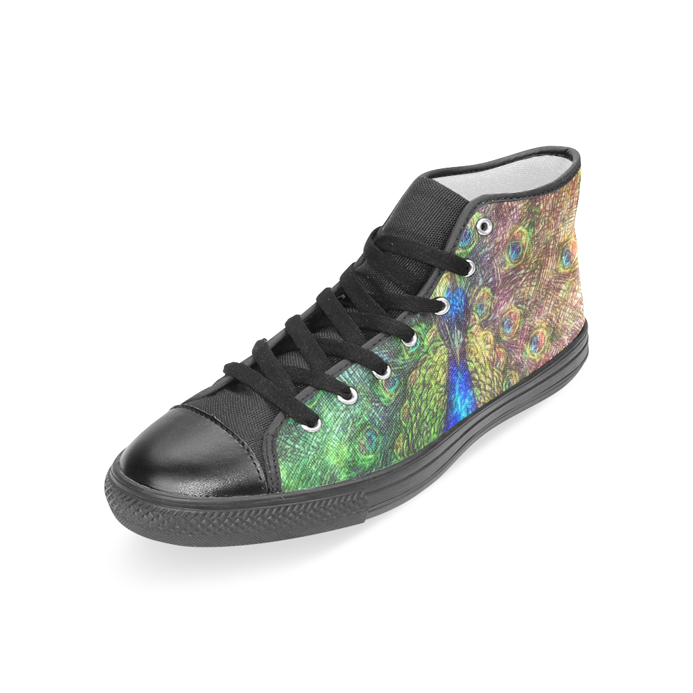 peacock Women's Classic High Top Canvas Shoes (Model 017)