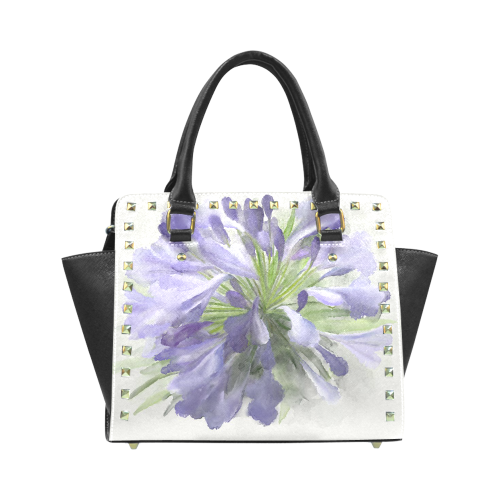 Purple Flower Rivet Shoulder Handbag (Model 1645)