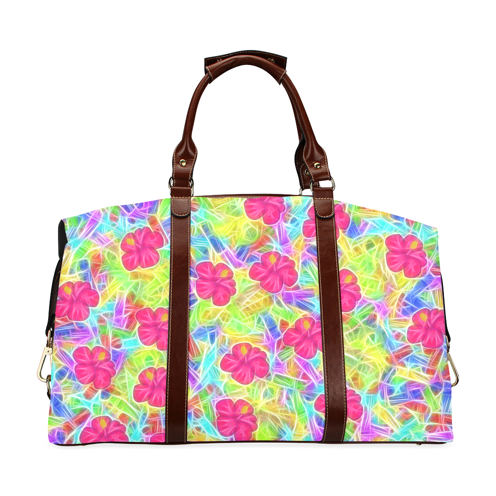 Pretty Pink Hawaiian Flowers Pattern Classic Travel Bag (Model 1643)