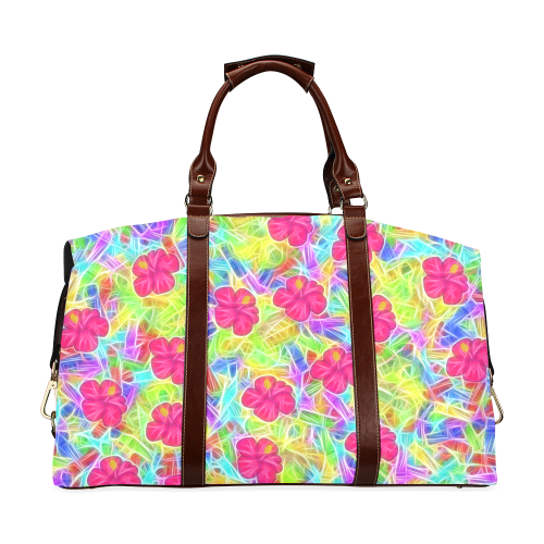 Pretty Pink Hawaiian Flowers Pattern Classic Travel Bag (Model 1643)