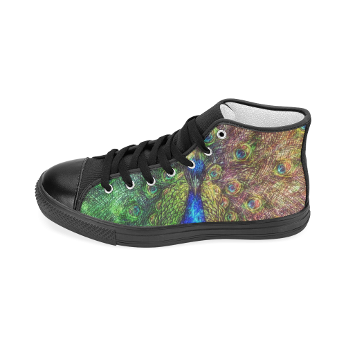 peacock Women's Classic High Top Canvas Shoes (Model 017)