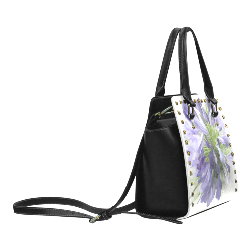 Purple Flower Rivet Shoulder Handbag (Model 1645)