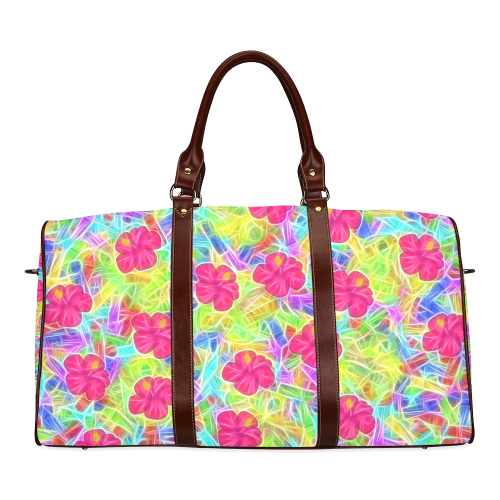 Pretty Pink Hawaiian Flowers Pattern Waterproof Travel Bag/Small (Model 1639)