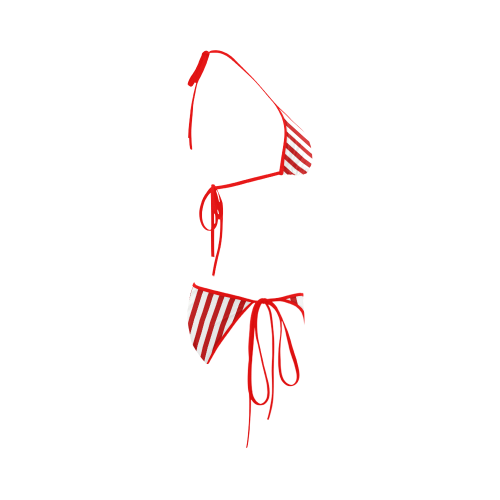 red and white stripes 3 Custom Bikini Swimsuit