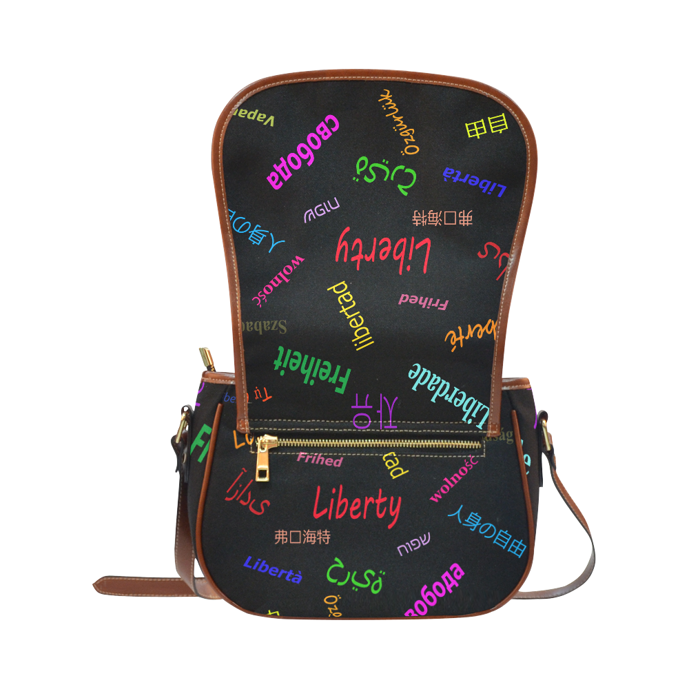Freedom in several languages Saddle Bag/Small (Model 1649) Full Customization