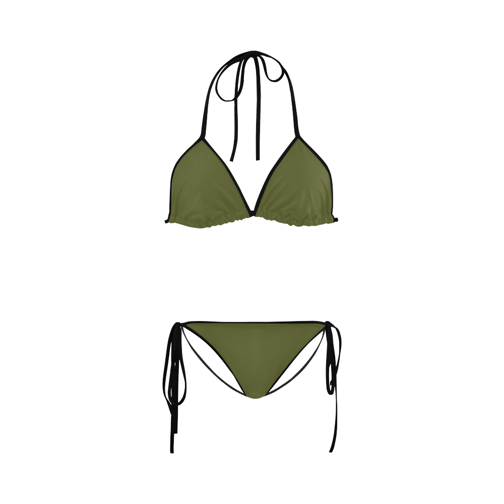 black and olive green 2 Custom Bikini Swimsuit