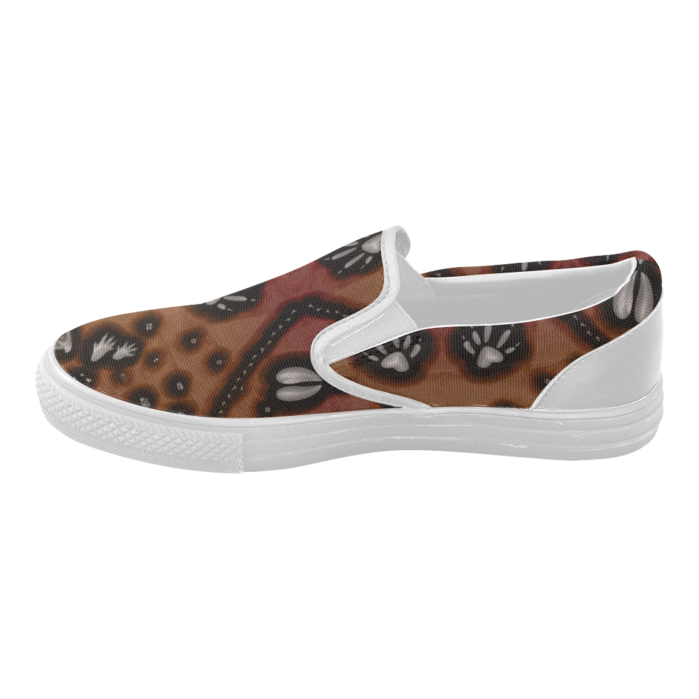 Footprints from several animals Women's Slip-on Canvas Shoes (Model 019)