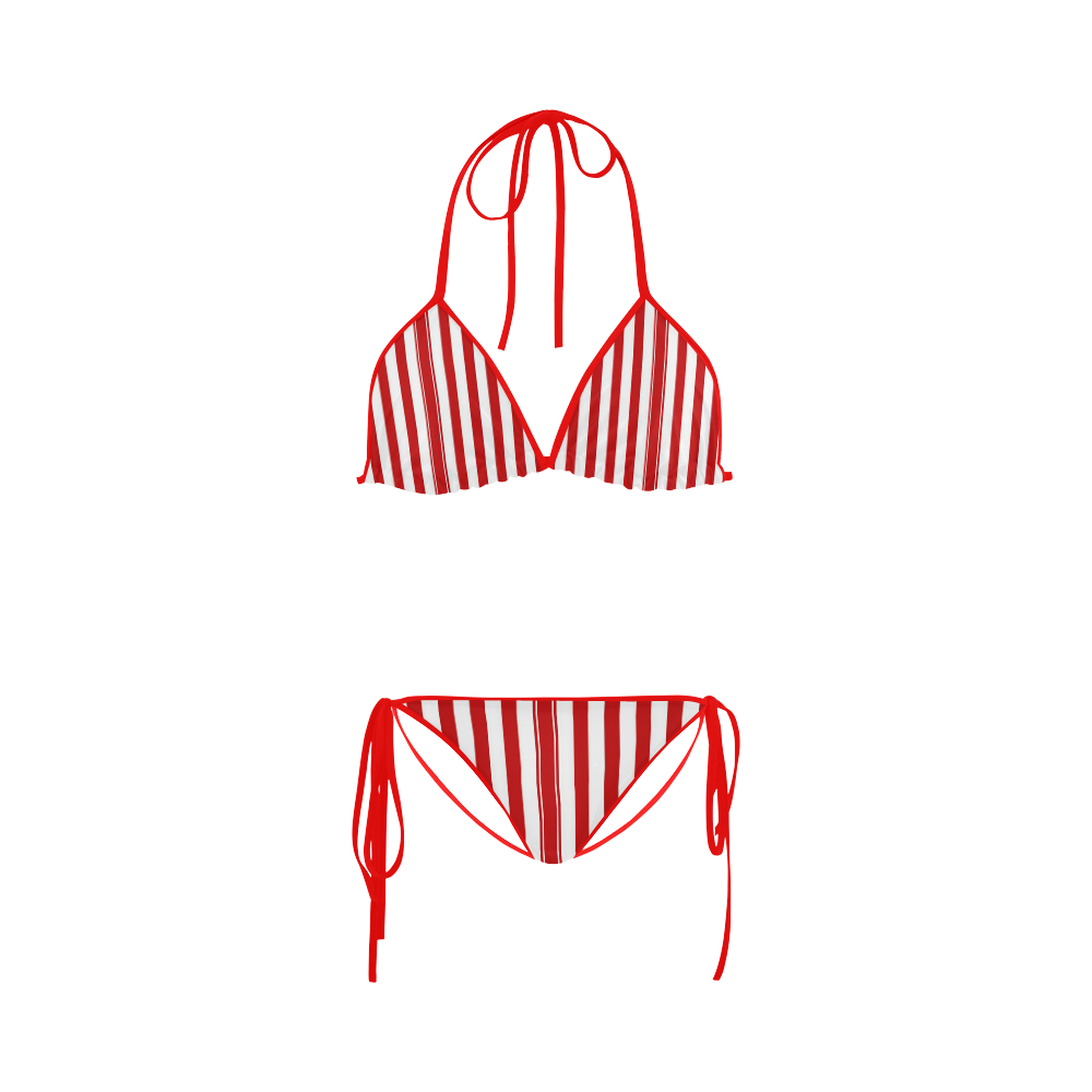 red and white stripes 3 Custom Bikini Swimsuit