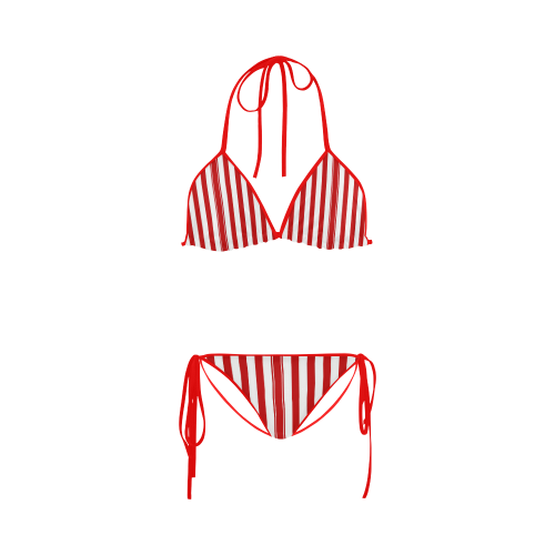 red and white stripes 3 Custom Bikini Swimsuit