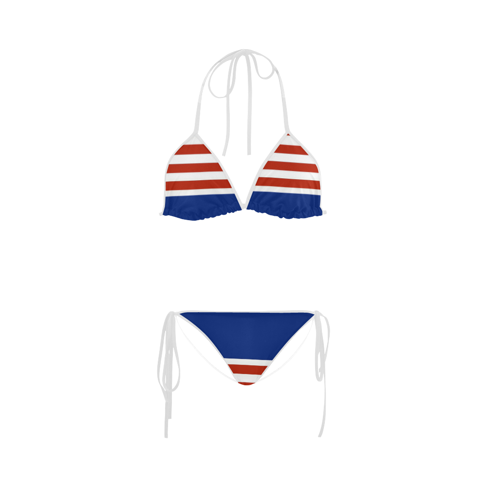 red white and blue striped Custom Bikini Swimsuit