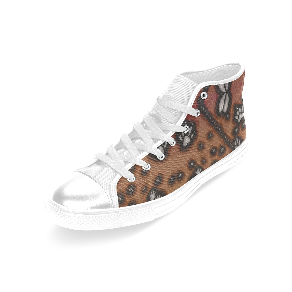 Footprints from several animals Women's Classic High Top Canvas Shoes (Model 017)