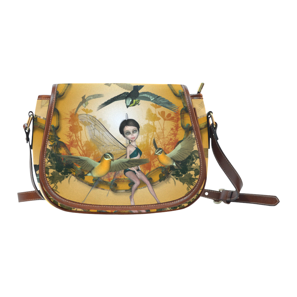 Cute fairy with songbirds Saddle Bag/Large (Model 1649)