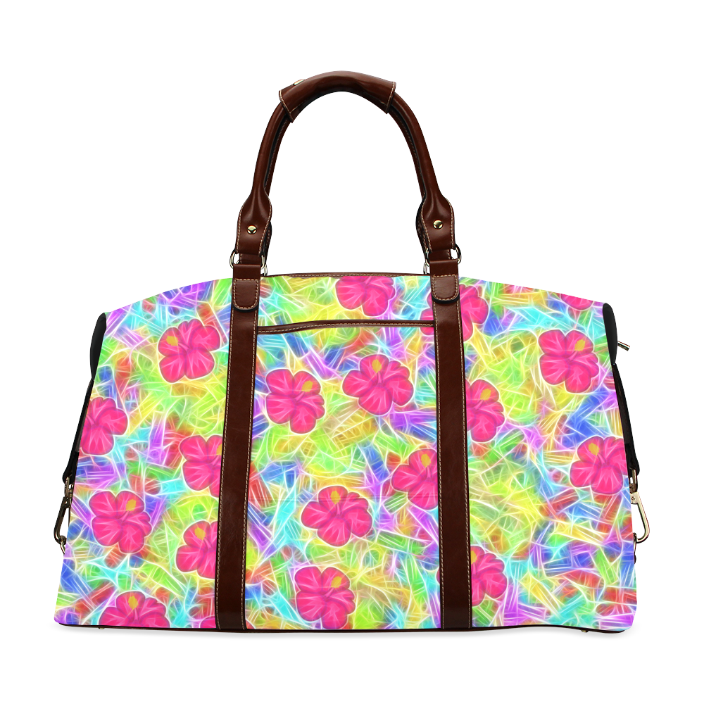 Pretty Pink Hawaiian Flowers Pattern Classic Travel Bag (Model 1643)