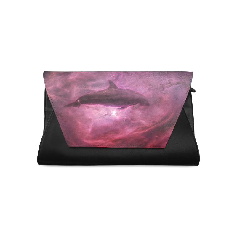 Dolphin in pink waters Clutch Bag (Model 1630)