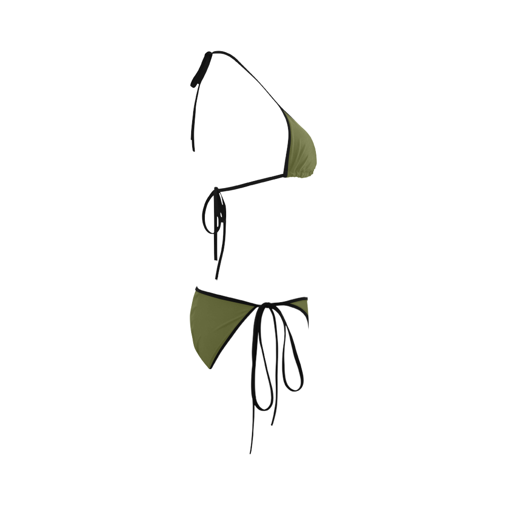 black and olive green 2 Custom Bikini Swimsuit