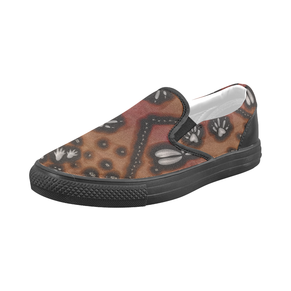 Footprints from several animals Men's Slip-on Canvas Shoes (Model 019)