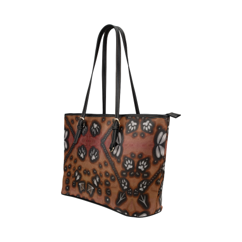Foodprints from several animals Leather Tote Bag/Small (Model 1651)