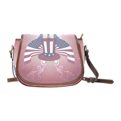 USA flag and hat Saddle Bag/Small (Model 1649) Full Customization