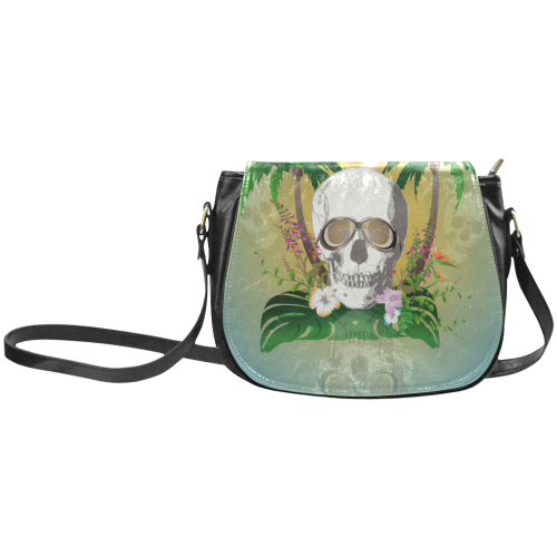 Funny skull with sunglasses Classic Saddle Bag/Large (Model 1648)