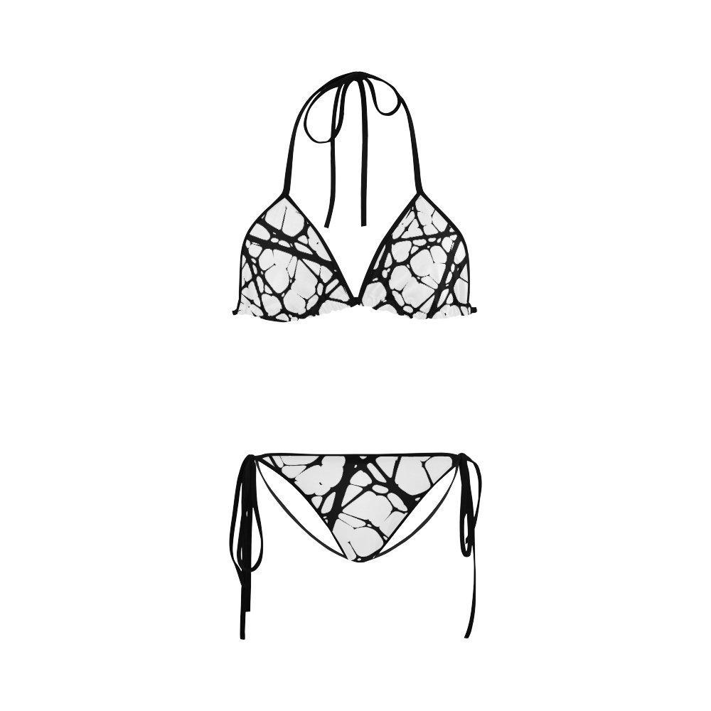 black and white line art 3 Custom Bikini Swimsuit ID D254665