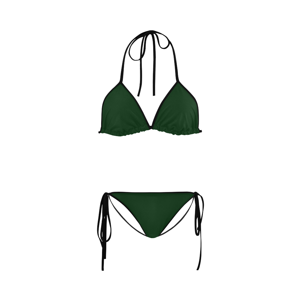 black and dark green 2 Custom Bikini Swimsuit