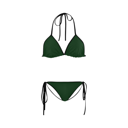 black and dark green 2 Custom Bikini Swimsuit