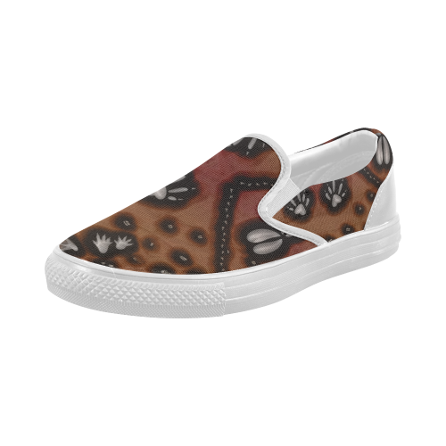Footprints from several animals Women's Slip-on Canvas Shoes (Model 019)