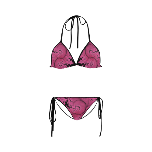 pink and black dragon fractal Custom Bikini Swimsuit