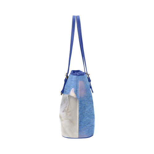 Cat and Water Leather Tote Bag/Large (Model 1651)
