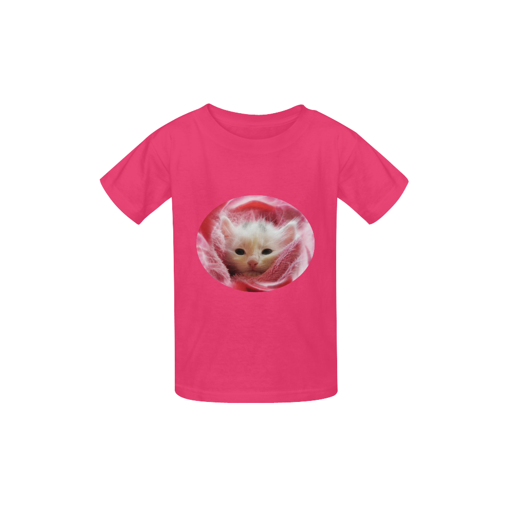 Kitty Loves Pink Kid's  Classic T-shirt (Model T22)